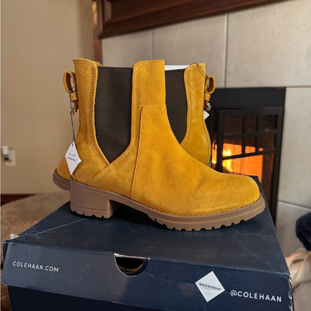 Cole Haan Yellow Ankle Booties with Rugged Sole